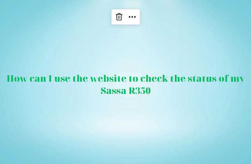 How can I use the website to check the status of my Sassa R350
